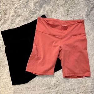 Old Navy Coral and Black Bike Shorts
